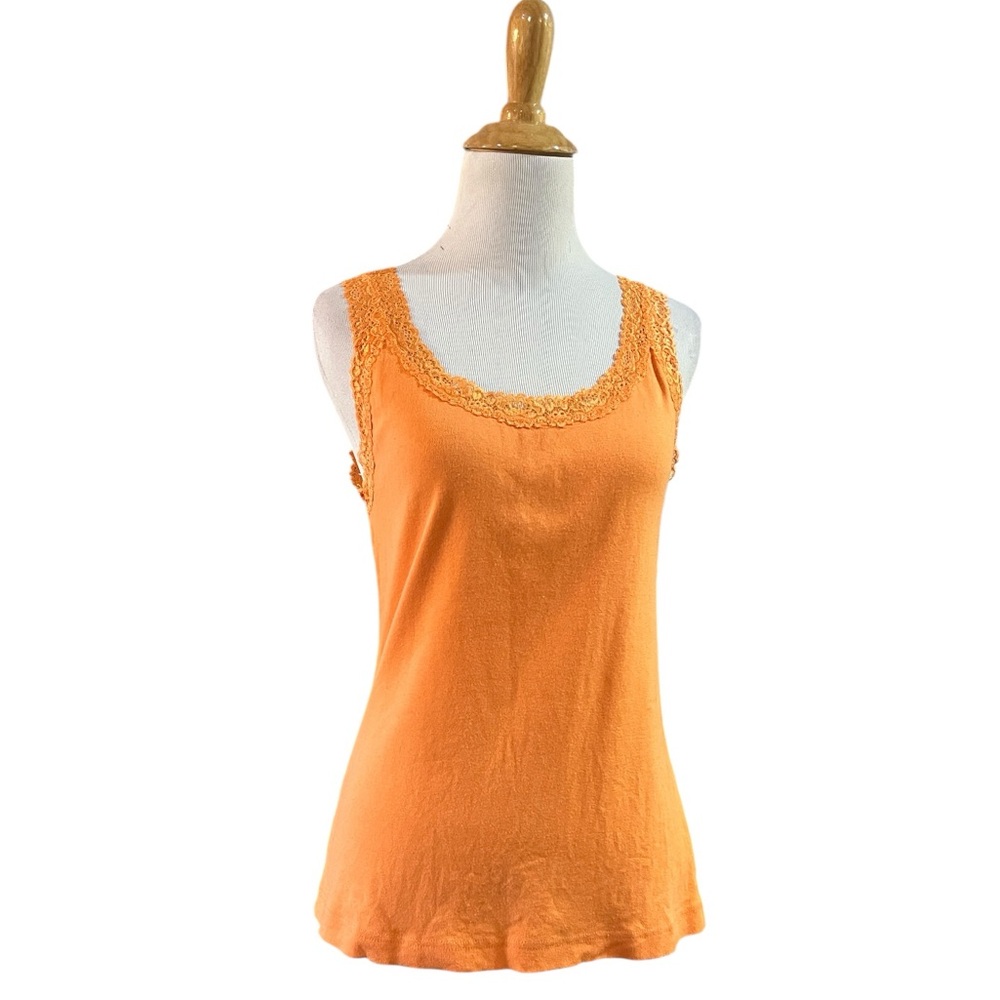 CHICO’S LACE TRIM TANK TOP ORANGE SIZE 0 XS